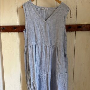 Lucky Brand Blue and White Striped Linen Dress